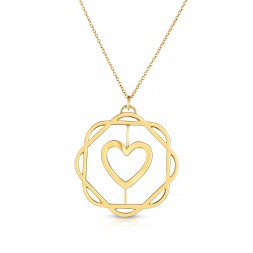 18K Yellow Gold Love Bonds Cut-Out Flora Pendant with on AIDIA Extendable Link Chain