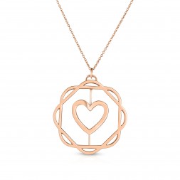 18K Rose Gold Love Bonds Cut-Out Flora Pendant with on AIDIA Extendable Link Chain