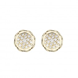 18K Yellow Gold Flora Double Circle Earrings with Lab Created Diamond Pave
