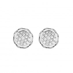 18K White Gold Flora Double Circle Earrings with Lab Created Diamond Pave 