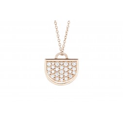 18K Rose Gold Large Monogram Single D Pendant with Lab Created Diamond Pave on AIDIA Extendable Link Chain