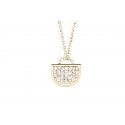 18K Yellow Gold Monogram Single D Pendant with Lab Created Diamond Pave on AIDIA Extendable Link Chain 
