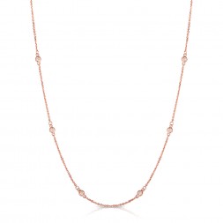 18" Rose Gold Station Necklace with 12 Lab Created Diamonds (0.30ct)