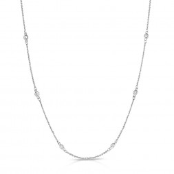 18" White Gold Station Necklace with 12 Lab Created Diamonds (0.30ct)