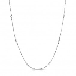 36" White Gold Station Necklace with 24 Lab Created Diamonds (1.10ct)