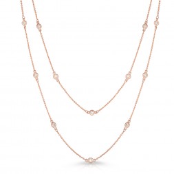36" Rose Gold Station Necklace with 24 Lab Created Diamonds (1.10ct)