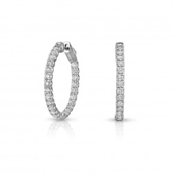14K White Gold Inside Out, Lab Created Diamond Hoop Earrings (1.00ct)