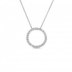 14K White Gold Lab Created Diamond Circle Pendant (0.75ct)