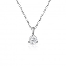 14K White Gold Round Lab Created Diamond Solitaire 3 Prong Pendant (0.40ct)